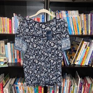 Lucky Brand Navy and White Floral Top